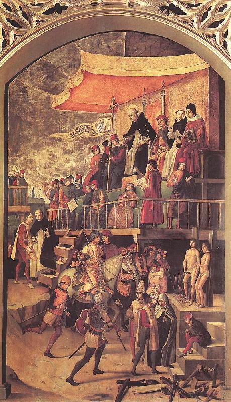 BERRUGUETE, Pedro Burning of the Heretics (Auto-da-fe) oil painting image